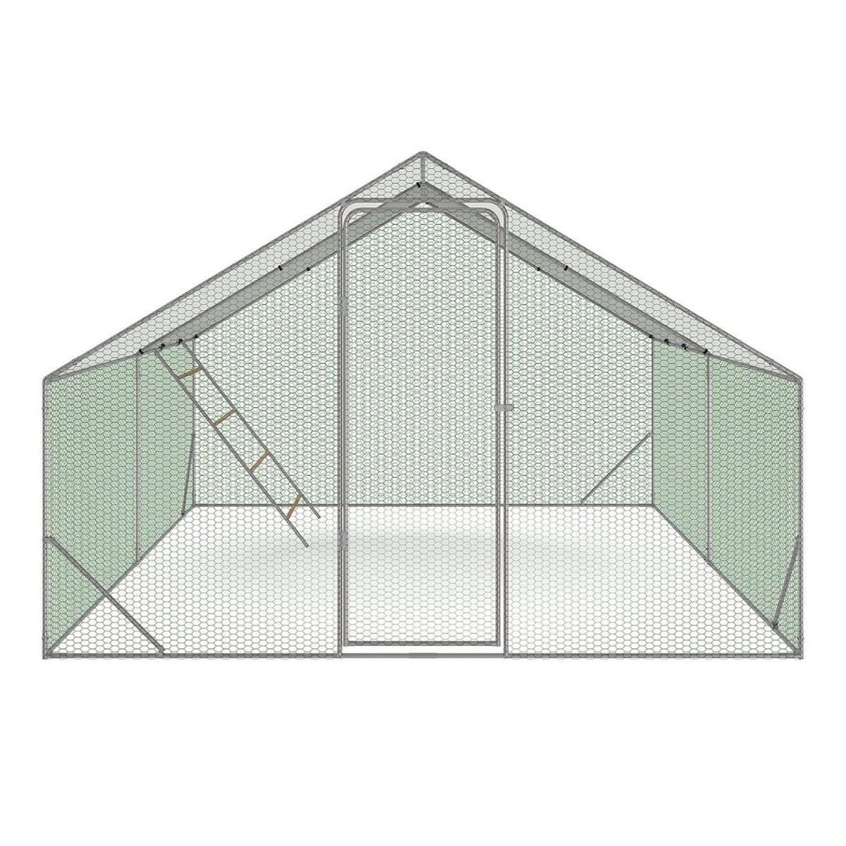 ID MARKET Enclos poulailler 12 m² 4x3 M avec grand perchoir 4 niveaux en bois acier galvanisé