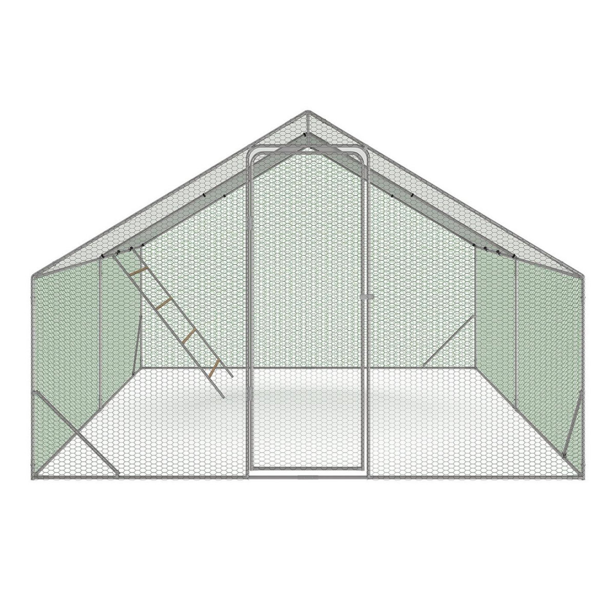 ID MARKET Enclos poulailler 12 m² 4x3 M avec grand perchoir 4 niveaux en bois acier galvanisé
