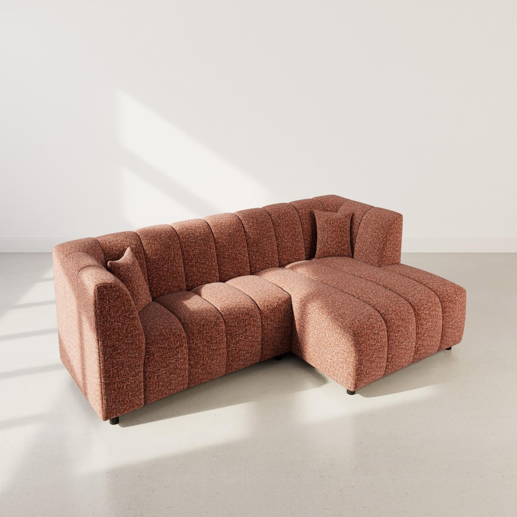 Voir la diapositive 3 : LISA DESIGN Curtis - canapé d'angle droit 4 places avec accoudoir en tissu texturé