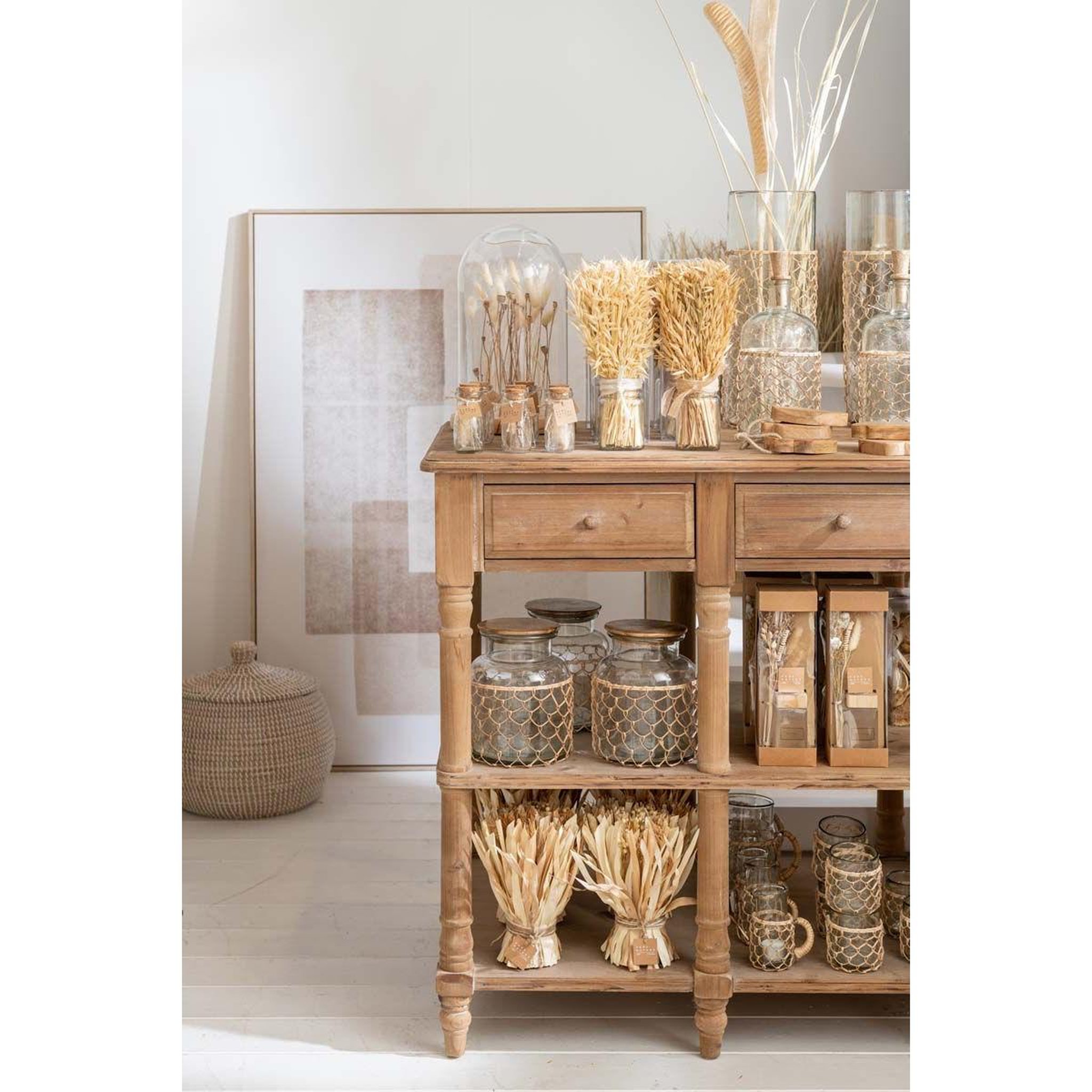 Voir la diapositive 2 : J-LINE Vase design  tricot  42cm transparent & naturel