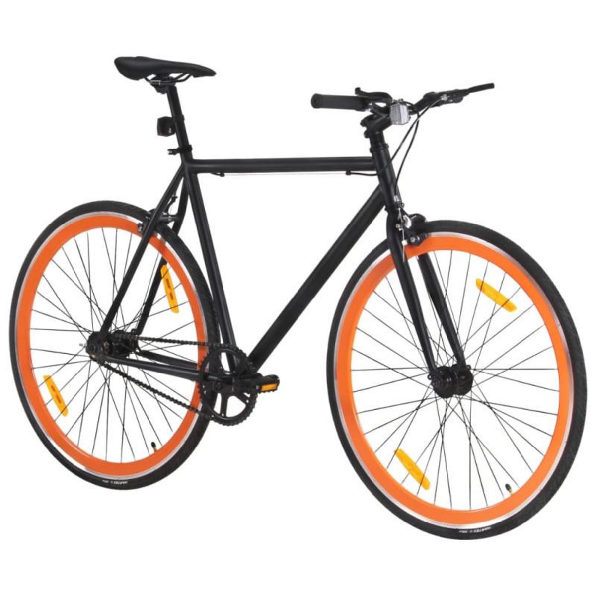 VIDAXL Vélo à pignon fixe noir et orange 700c 59 cm