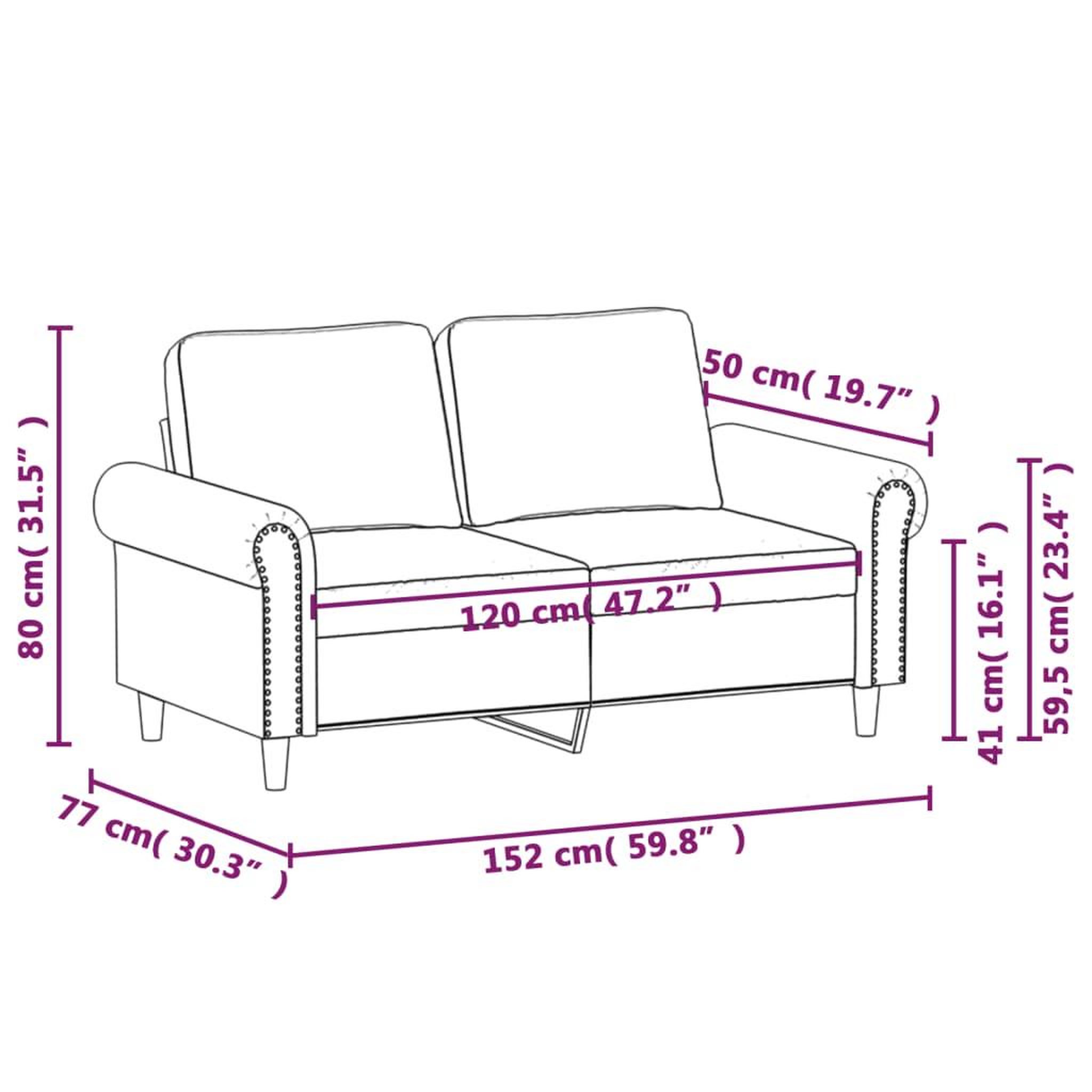Voir la diapositive 6 : VIDAXL Canape a 2 places Noir 120 cm Velours