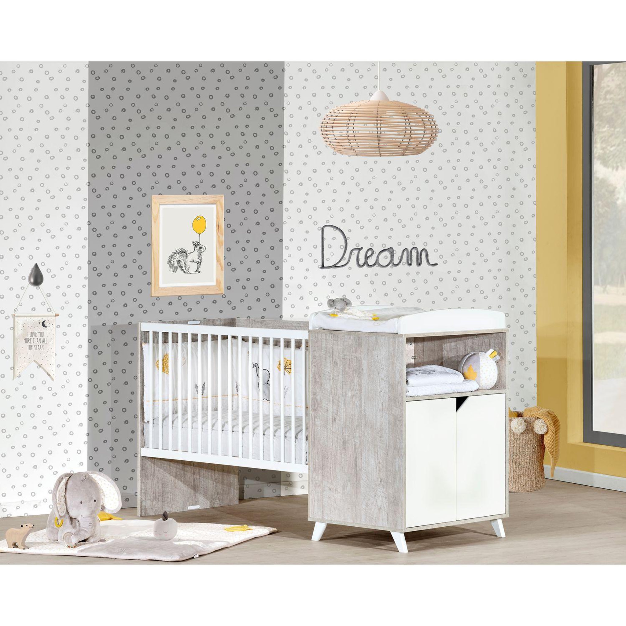 Voir la diapositive 4 : BABY PRICE  Lit bébé combiné 120x60 évolutif en 90x190cm SCANDI,  coloris gris 