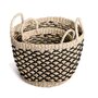 Voir la diapositive 3 : KB8 Set de 2 paniers tressé en jonc de mer - Noir et Beige