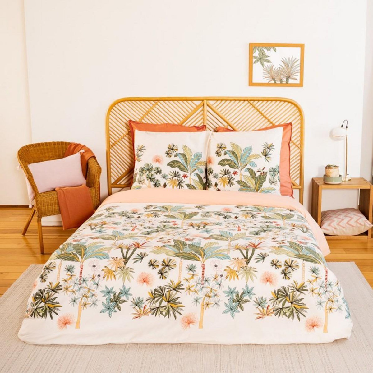 COTE DECO Housse de couette 240x220 MENTISSA + 2 taies 100% coton adouci 57 fils/cm2