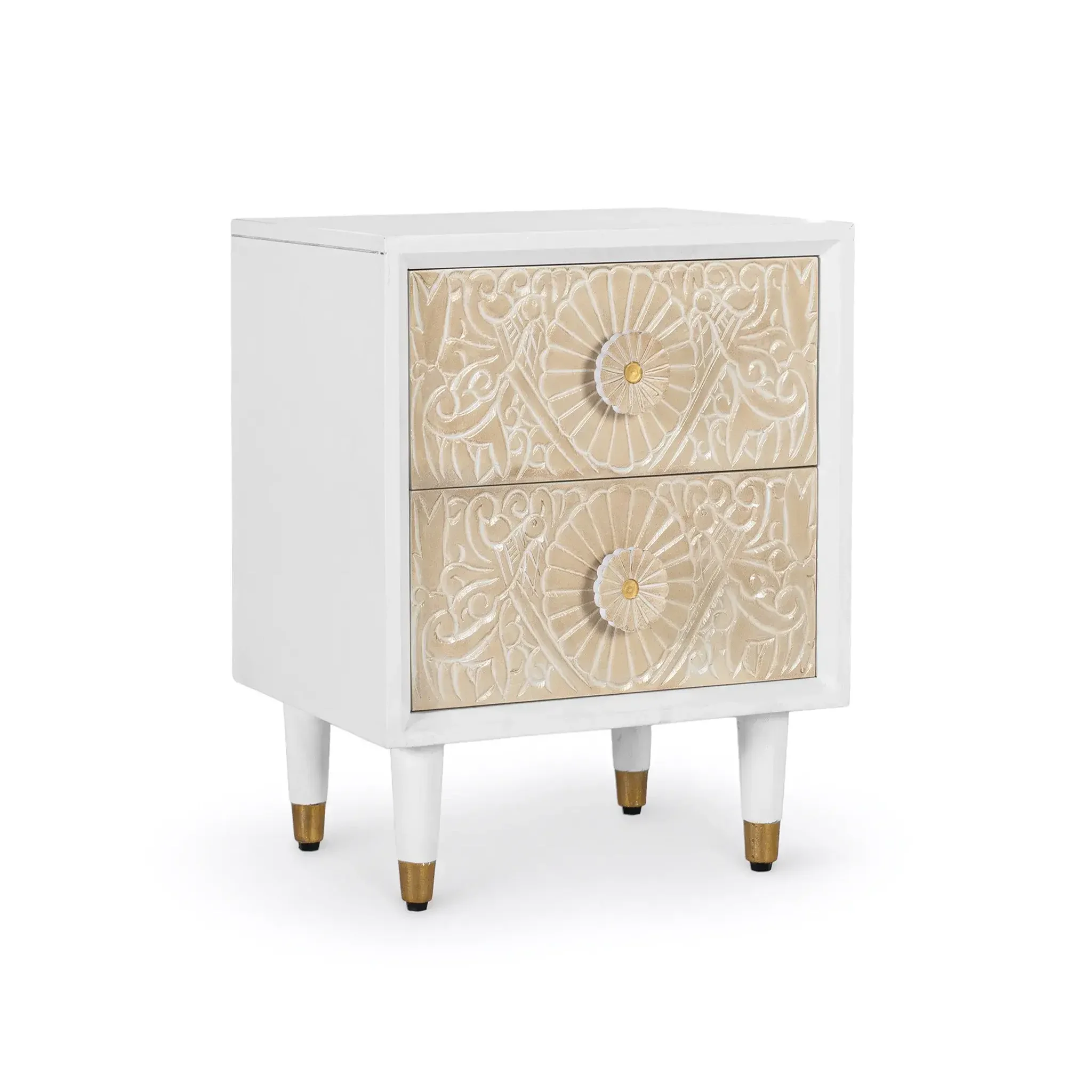 Voir la diapositive 3 : GINER Y COLOMER SL Table de chevet en bois de manguier 50 cm style méditerranéen moderne