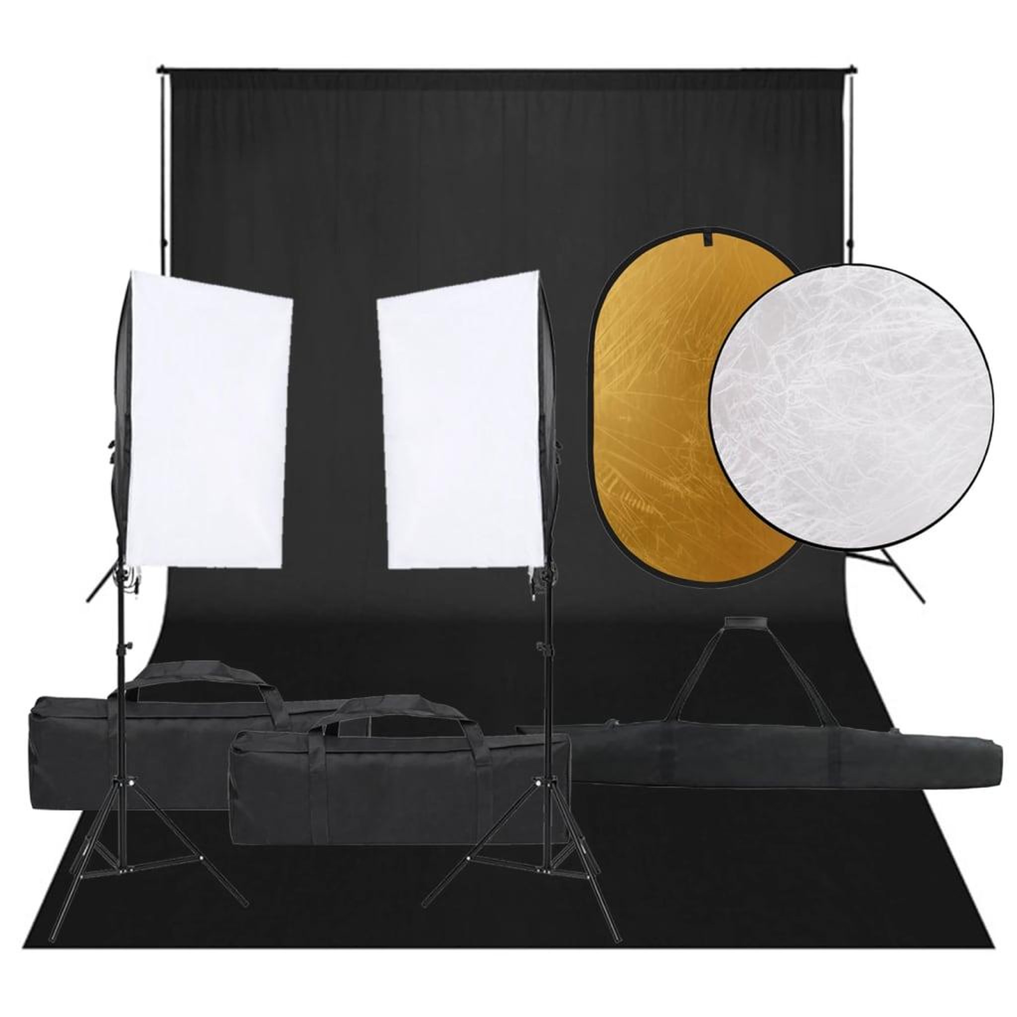 VIDAXL Kit de studio photo avec eclairage toile de fond et reflecteur
