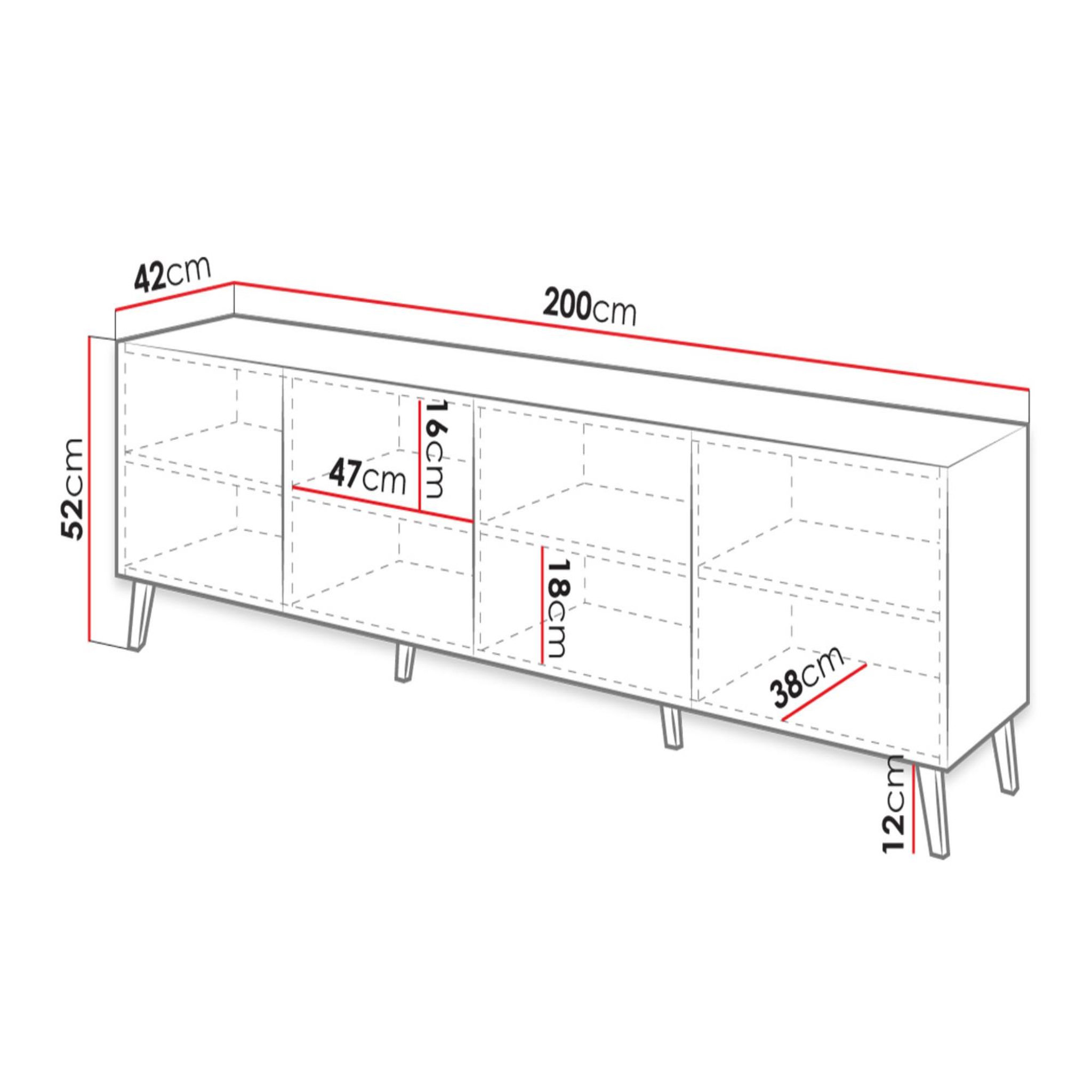 Voir la diapositive 4 : BEST MOBILIER Chloe - meuble tv - 4 portes - 200 cm