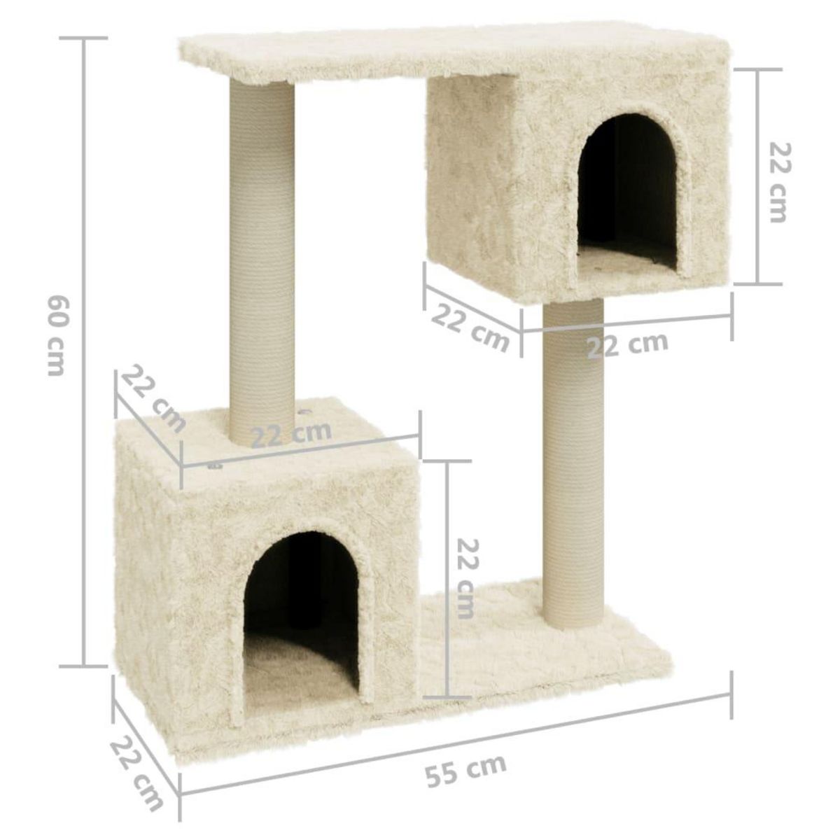 VIDAXL Arbre a chat avec griffoirs en sisal Creme 60 cm