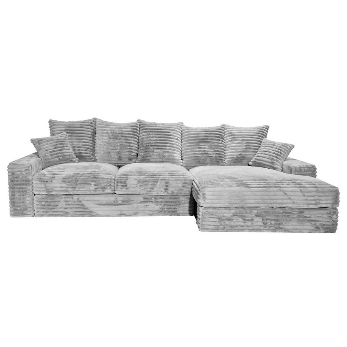 LISA DESIGN Andy - canapé d'angle droit 5 places en fausse fourrure côtelée