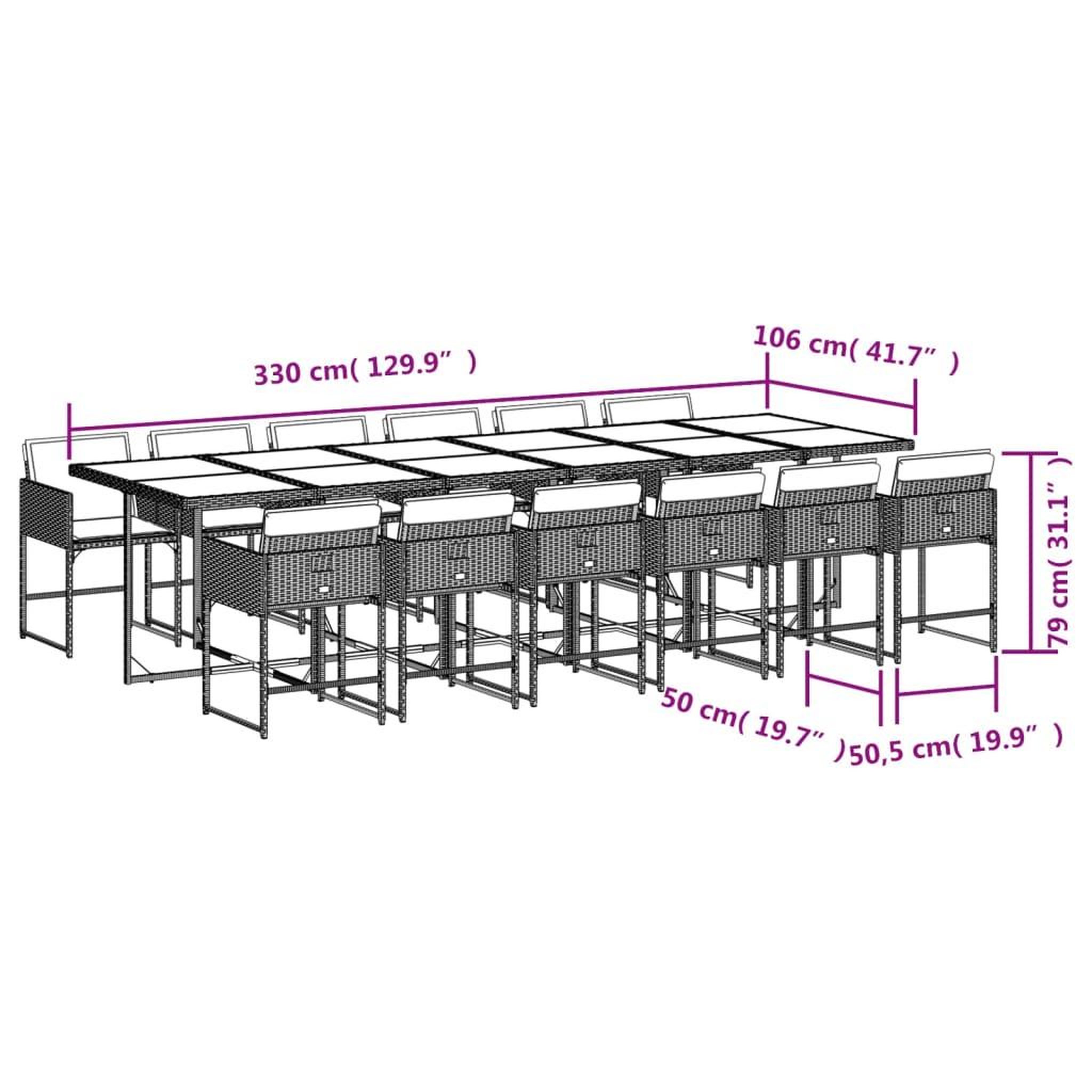 Voir la diapositive 6 : VIDAXL Ensemble a manger de jardin et coussins 13 pcs gris clair rotin