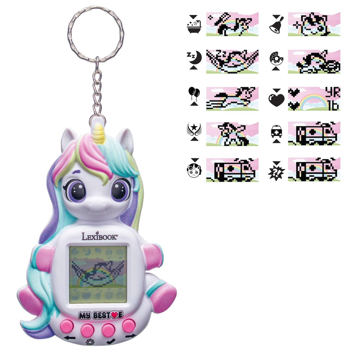 Lexibook Console My Best-E® Licorne avec écran LCD et porte-clés