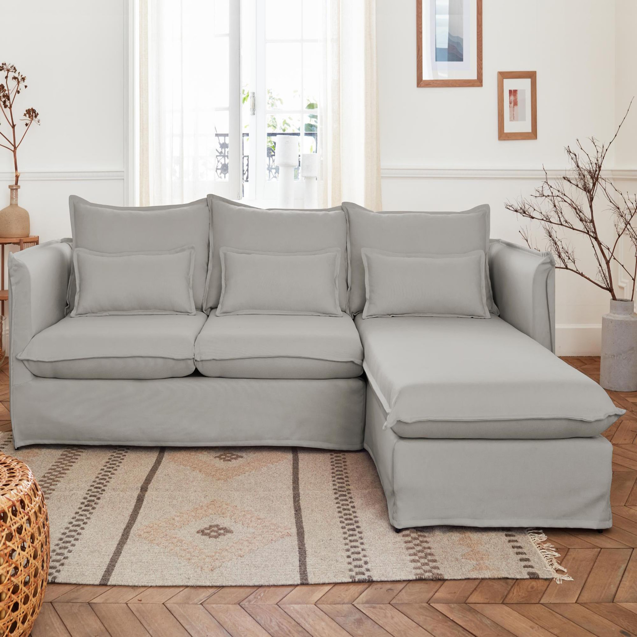 Voir la diapositive 6 : LISA DESIGN Adriann - canapé d'angle droit fixe - 4 places - en tissu déhoussable
