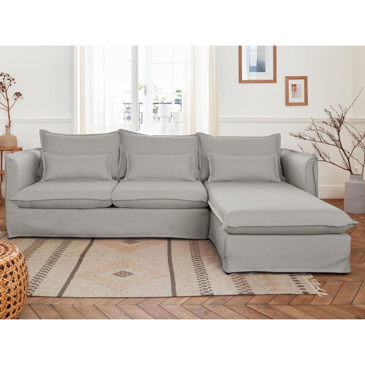 LISA DESIGN Adriann - canapé d'angle droit fixe - 4 places - en tissu déhoussable