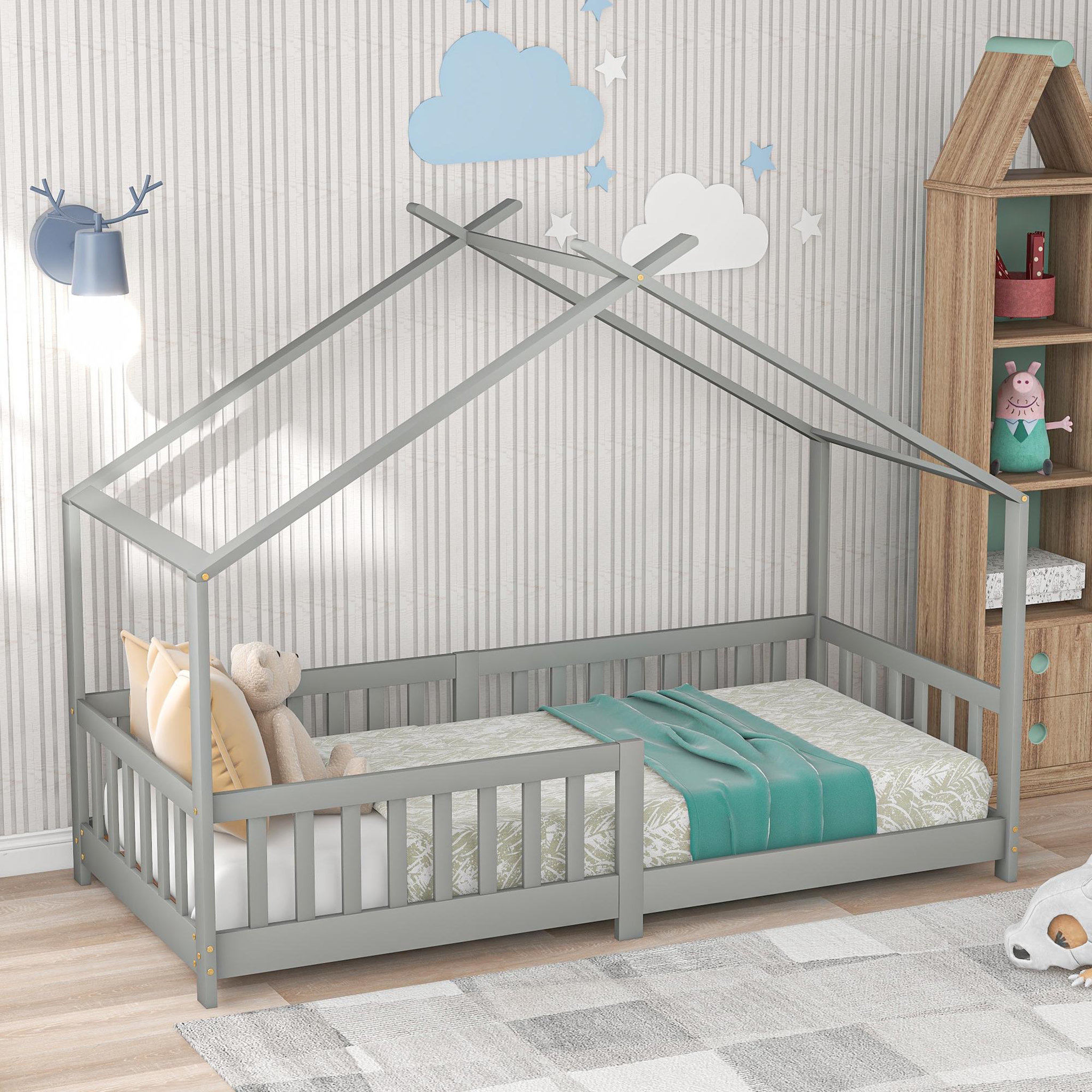 Voir la diapositive 5 : MERAX Lit cabane enfant 90x200cm