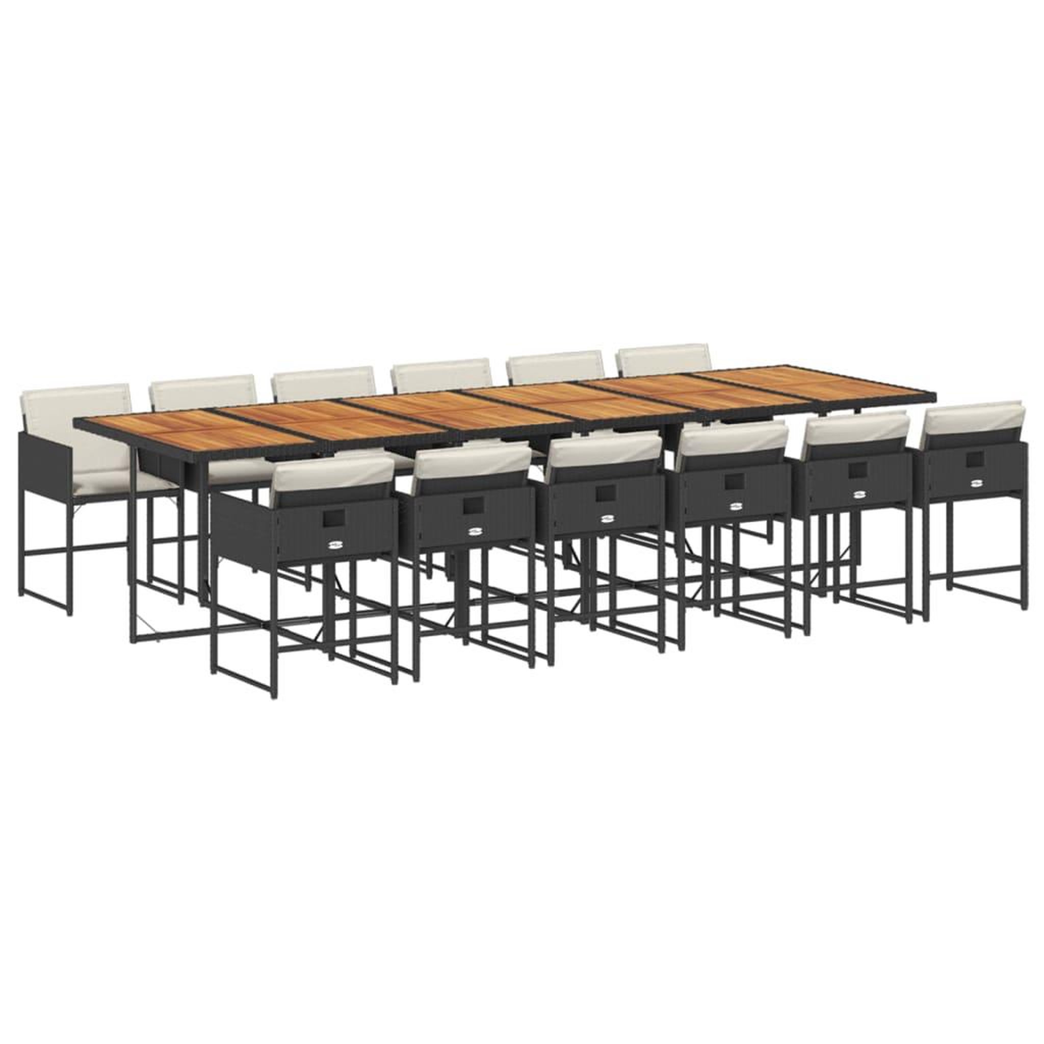 Voir la diapositive 2 : VIDAXL Ensemble a manger de jardin 13 pcs coussins noir resine tressee