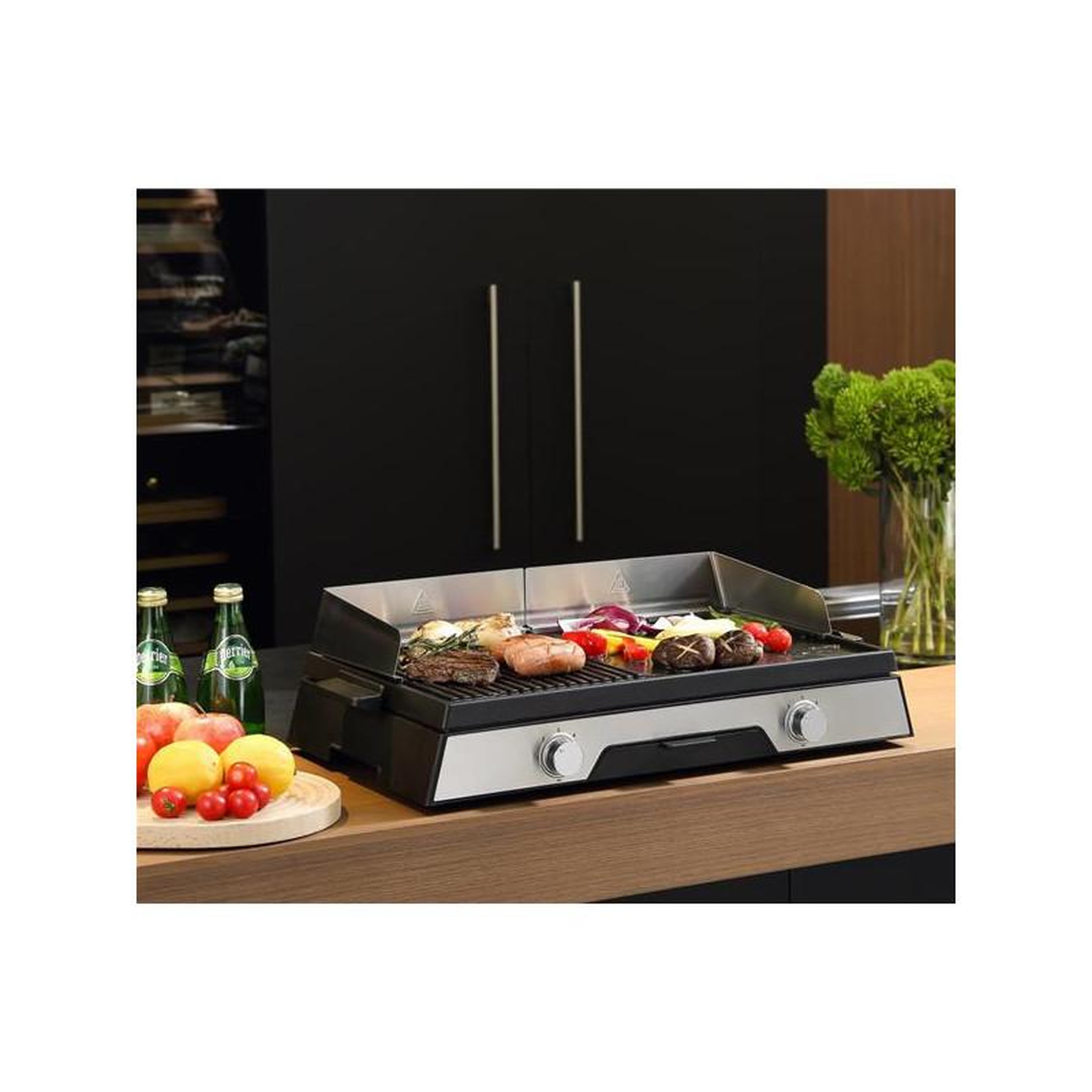 Voir la diapositive 3 : Kitchen chef Plancha électrique 2200w plaque inox 52 x 31.5cm - planchaduo2200