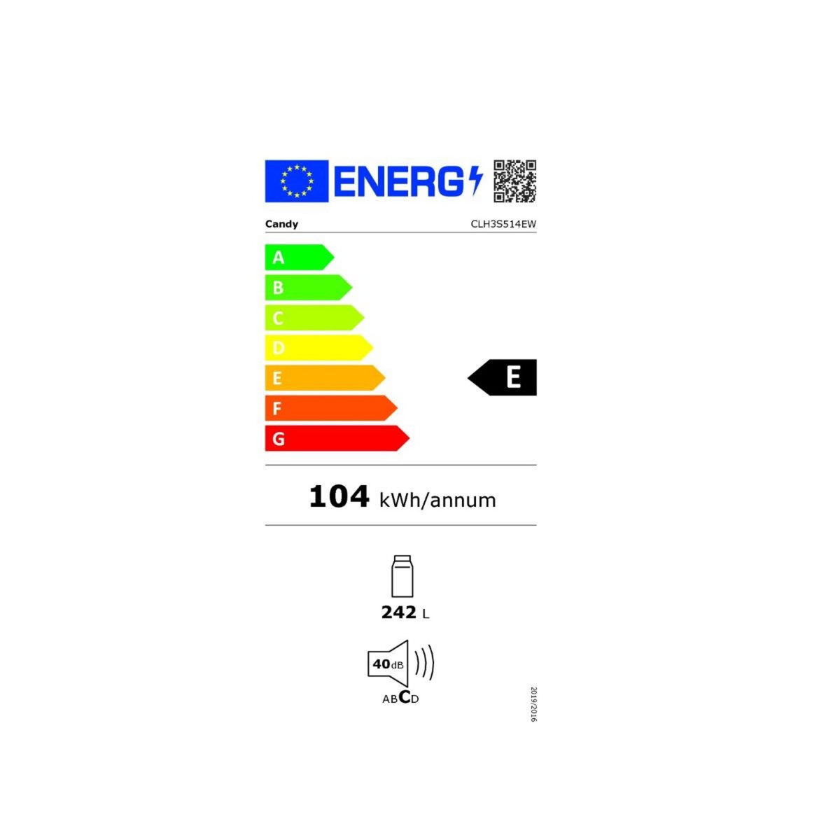Candy Réfrigérateur 1 porte 55cm 242l - CLH3S514EW