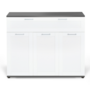 Voir la diapositive 3 : ID MARKET Buffet 100 cm VITO 3 portes et 1 tiroir blanc et plateau gris