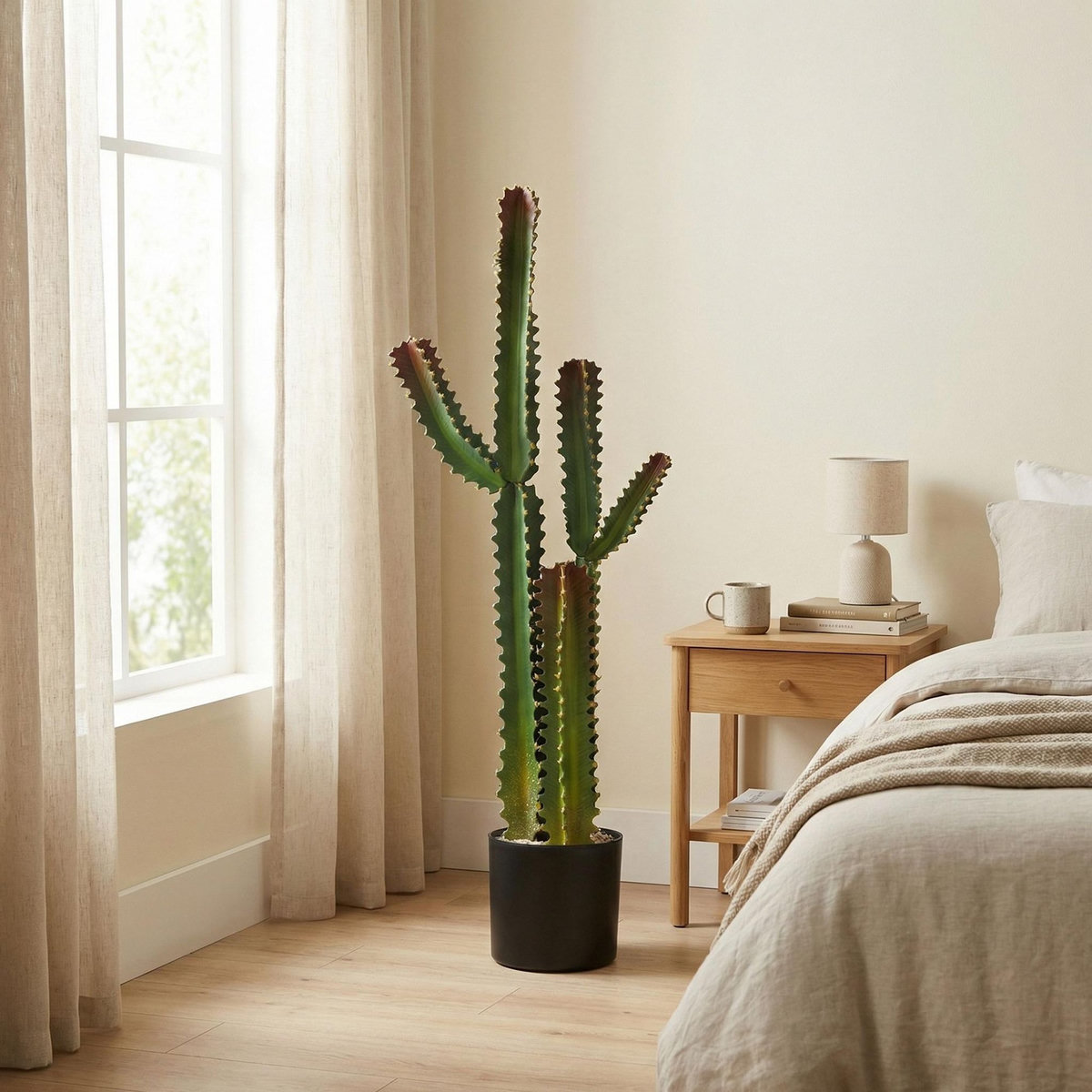 HOMCOM Cactus artificiel grand réalisme plante artificielle grande taille H.111cm vert