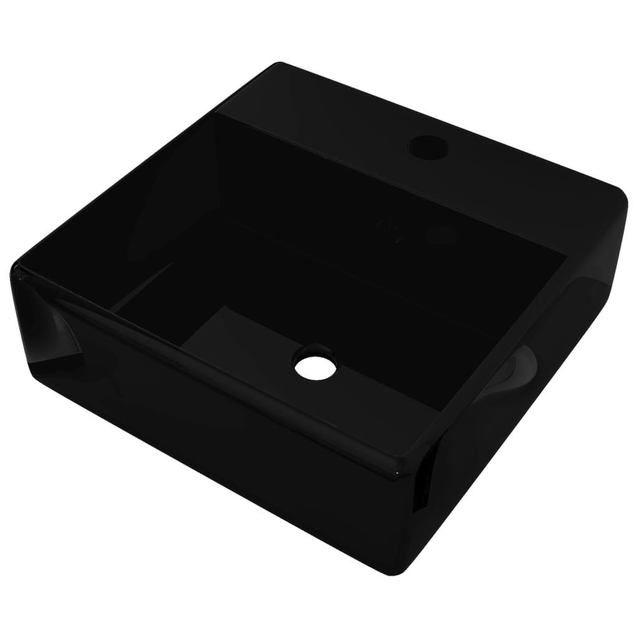 Voir la diapositive 2 : VIDAXL Robinet de lavabo salle de bain ceramique/trou trop-plein carre noir