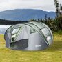 OUTSUNNY Tente de camping 4-5 personnes montage instantanée pop-up 2 portes enroulables 4 fenêtres dim. 2,63L x 2,2l x 1,23H m fibre verre polyester PE vert gris