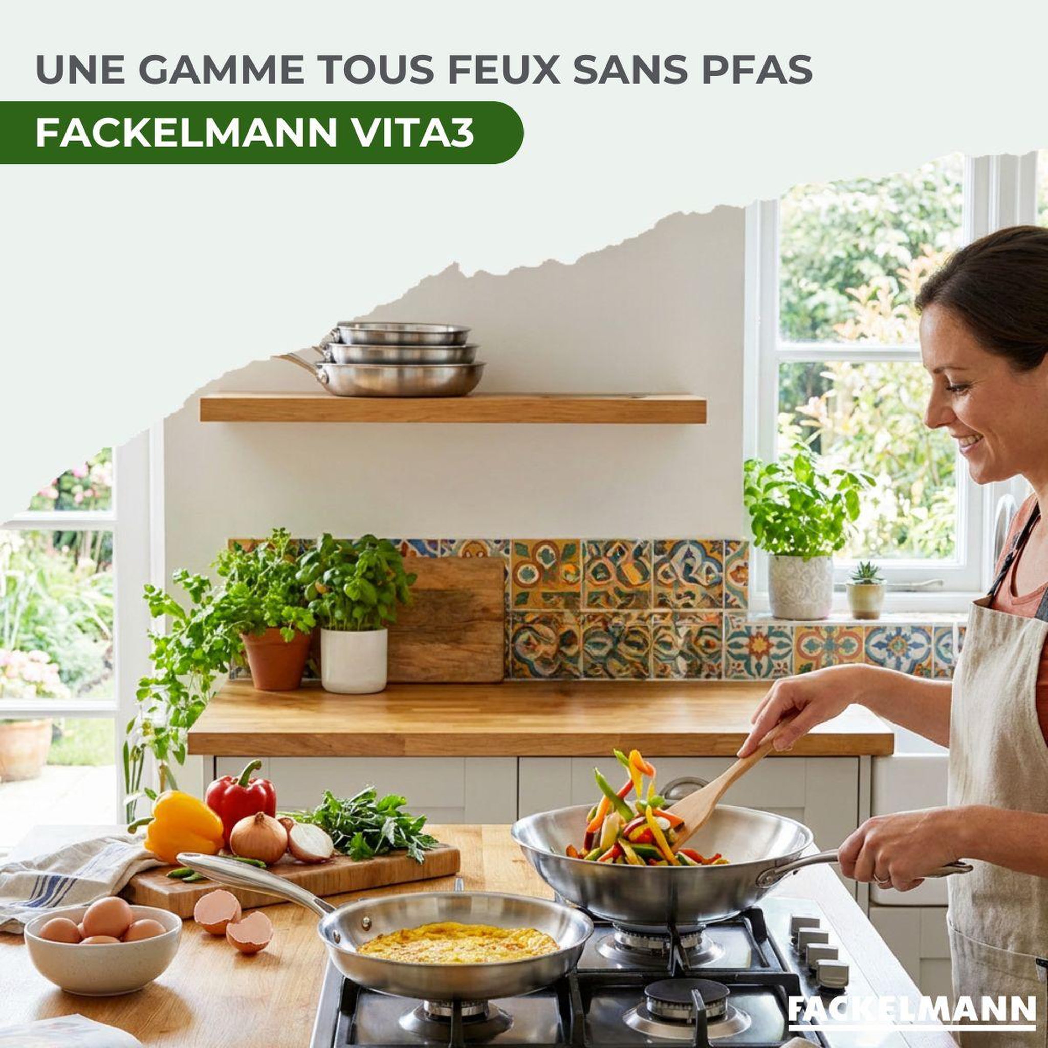 Voir la diapositive 2 : Fackelmann Set de 2 poêles de cuisson 24/28 cm en inox sans pfas fackelmann vita3