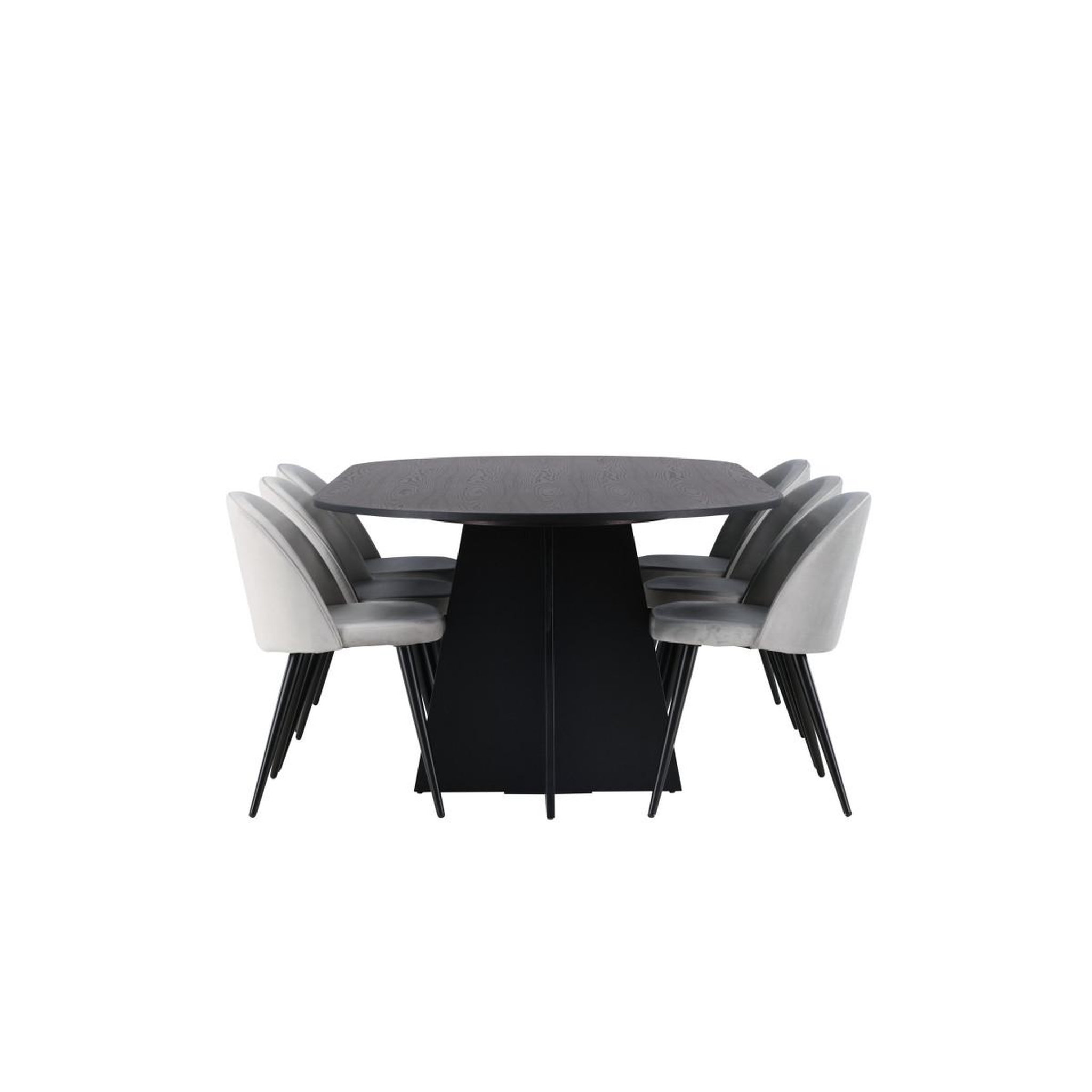 Voir la diapositive 2 : Paris Prix Ensemble table à manger & 6 chaises  bootcut & velvet  230cm noir & gris
