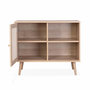 Voir la diapositive 5 : SWEEEK Meuble de rangement en cannage 80x39x65.8cm  Bohème - Naturel -  2 niveaux - 1 porte -  pieds scandinaves. buffet bas