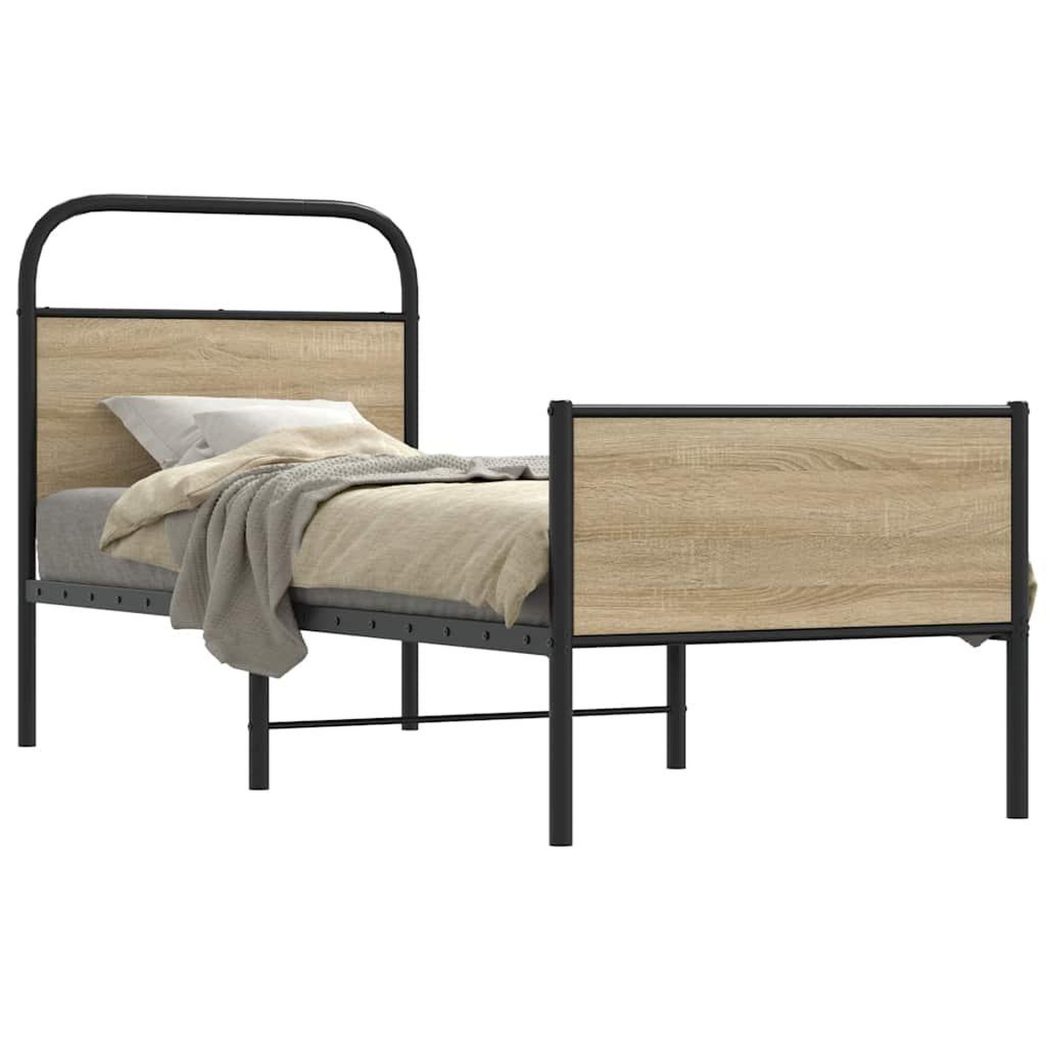VIDAXL Cadre de lit sans matelas 75x190cm chene sonoma bois ingenierie