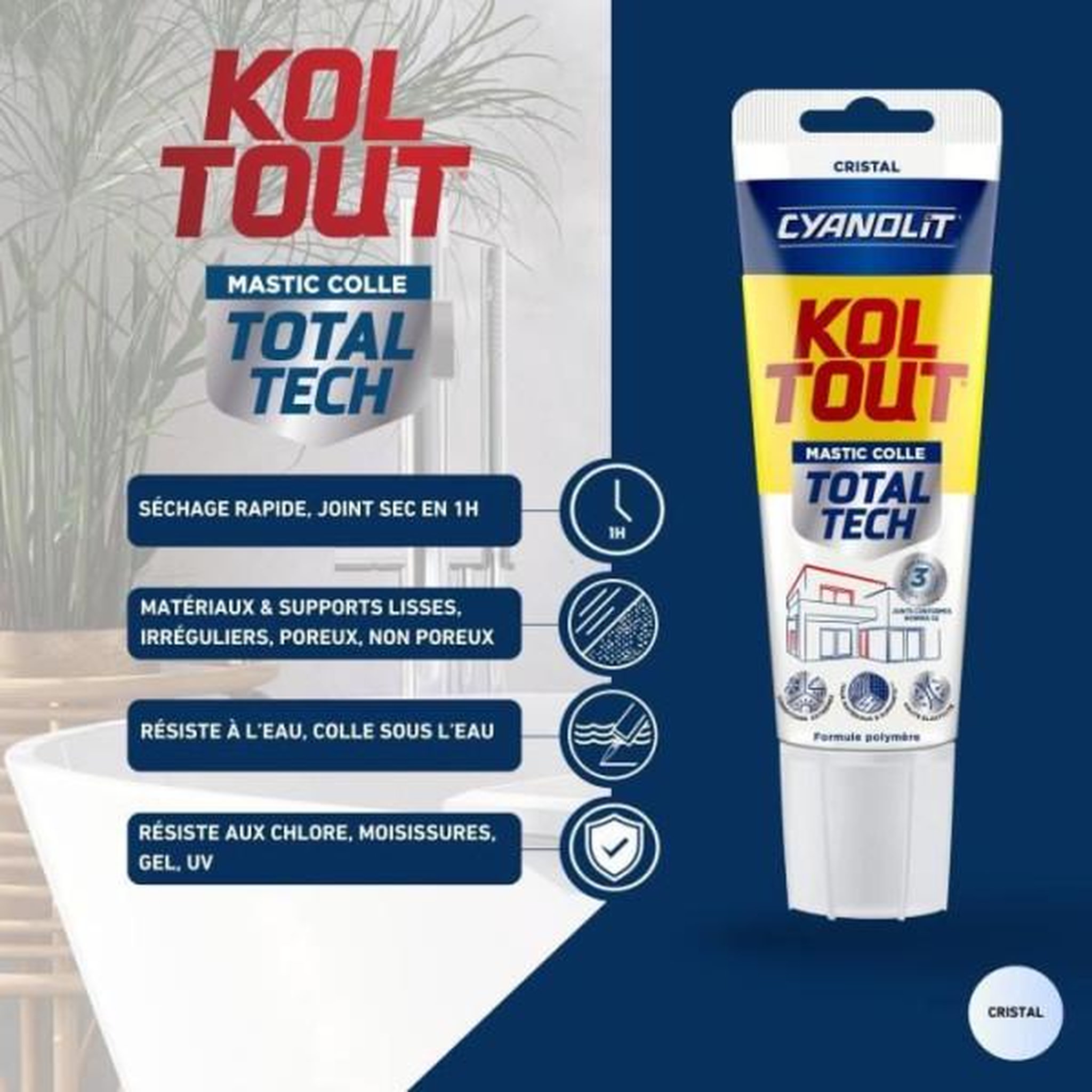 Voir la diapositive 4 : CYANOLIT Colle de fixation et d'étanchéité - CYANOLIT - Total tech - Cristal - Tube 125 ml - Transparent - Polyvalente et flexible
