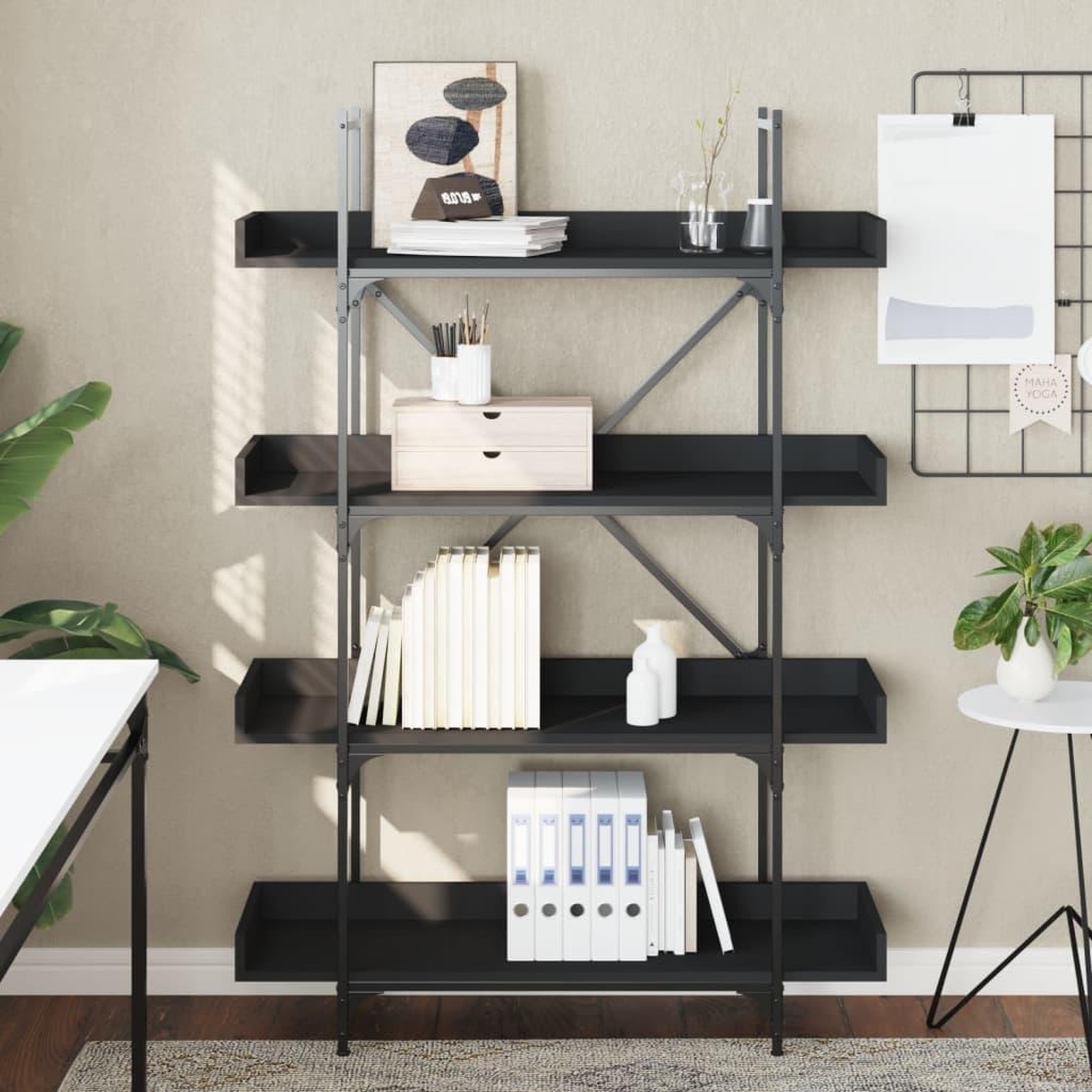 Voir la diapositive 3 : VIDAXL Bibliotheque a 4 niveaux noir 100x33x145,5 cm bois d'ingenierie