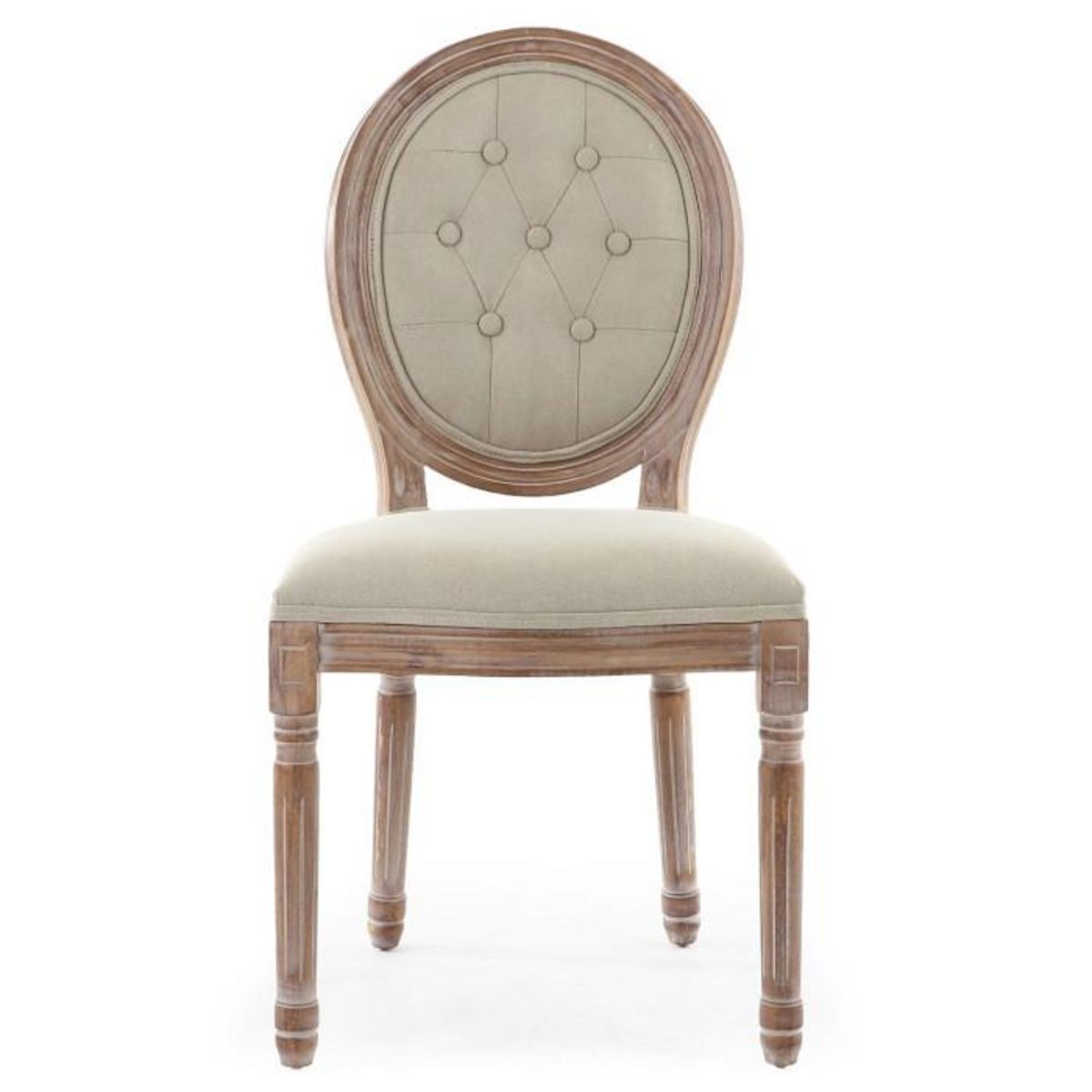 Paris Prix Lot de 2 Chaises Médaillon  Quing  Capitonné Tissu Beige