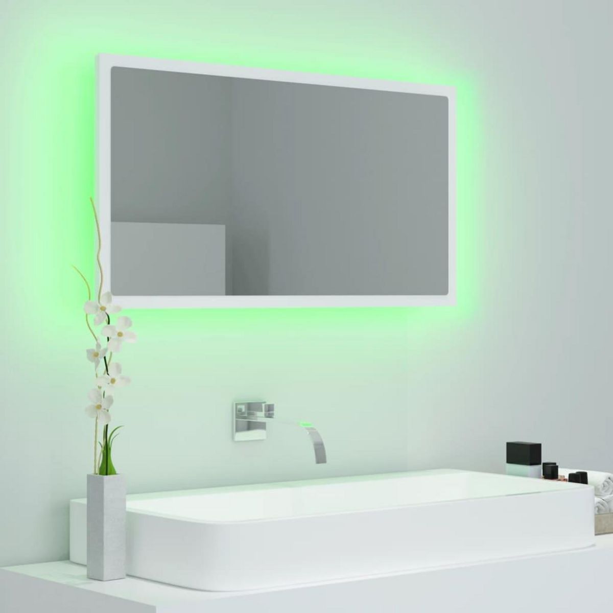 VIDAXL Miroir a LED de salle de bain Blanc 80x8,5x37 cm Acrylique