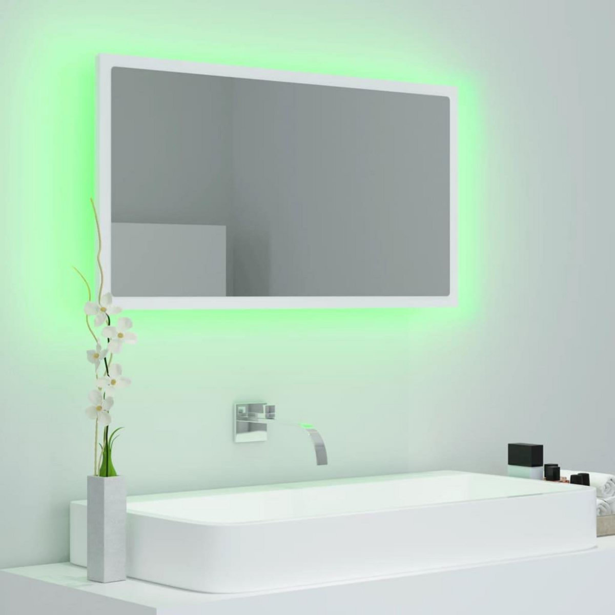 VIDAXL Miroir a LED de salle de bain Blanc 80x8,5x37 cm Acrylique