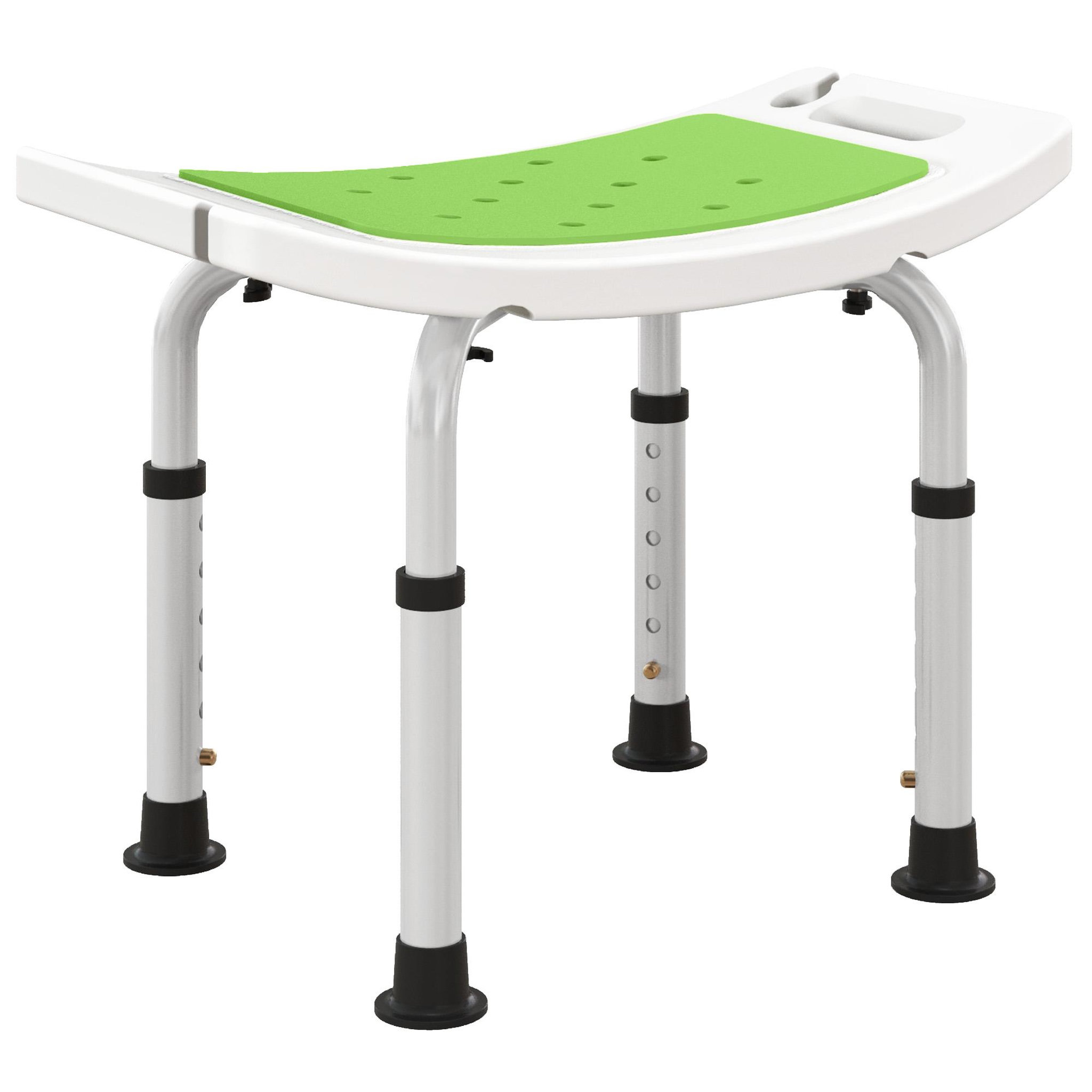 HOMCOM Siège de douche réglable en hauteur tabouret de douche ergonomique pieds antidérapants charge max. 135 kg alu hdpe blanc vert
