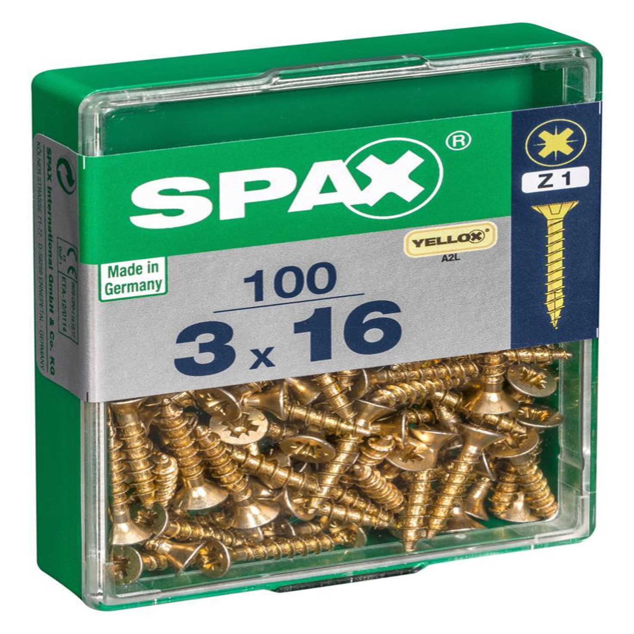 CENTRALE BRICO Lot de 100 vis acier tête fraisée pozidriv SPAX, Diam.3 mm x L.16 mm