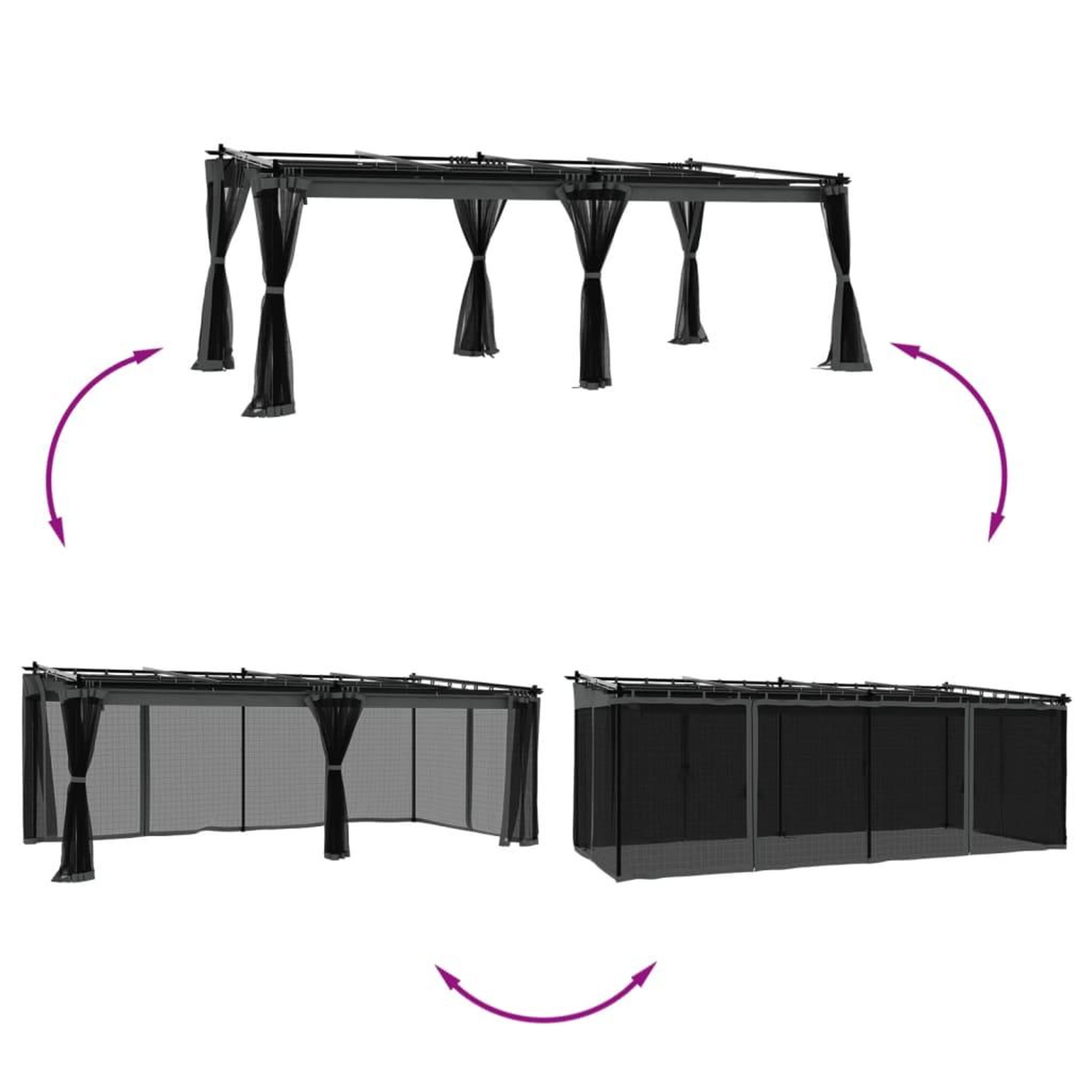 Voir la diapositive 3 : VIDAXL Tonnelle avec parois en filet anthracite 6x3 m acier