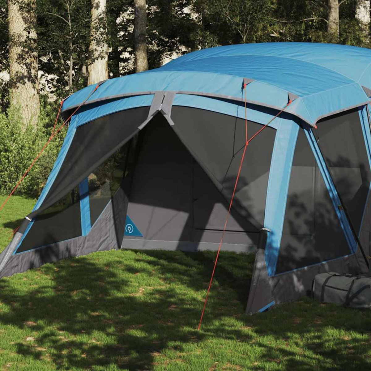 VIDAXL Tente de camping avec porche 4 personnes bleu impermeable