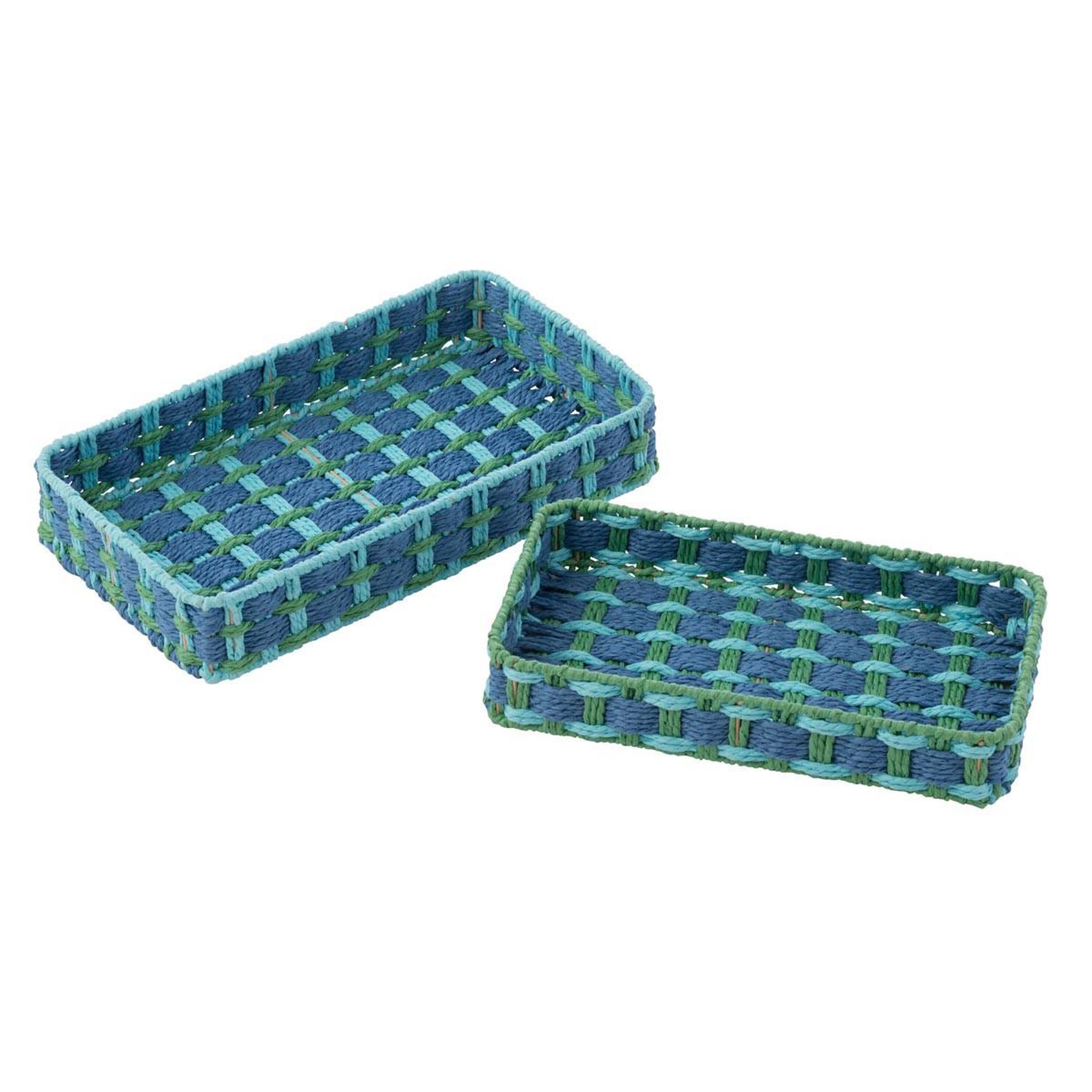 J-LINE Lot de 2 Paniers de Rangement  Lupe  38cm Bleu Foncé