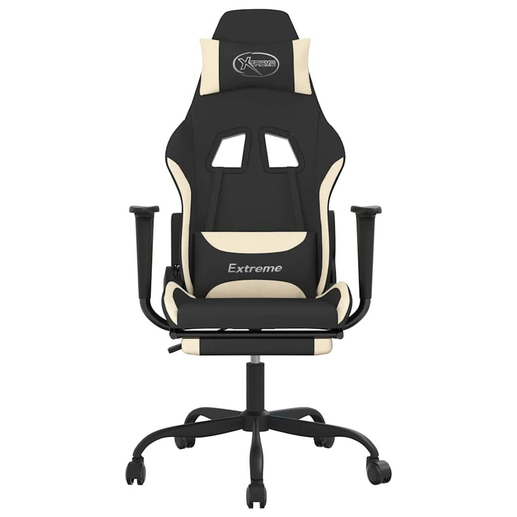 Voir la diapositive 3 : VIDAXL Chaise de jeu de massage avec repose-pied Noir et creme Tissu