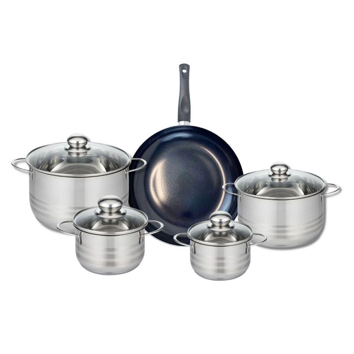 ELO Ensemble de 1 Poêle de cuisson 28 cm et 5 faitouts 12, 14, 16, 20 et 24 cm Elo Prima Brillant