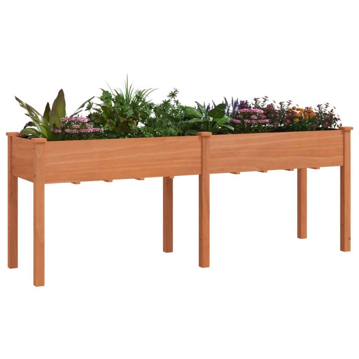VIDAXL Jardiniere avec doublure marron 203x53x76 cm bois massif sapin