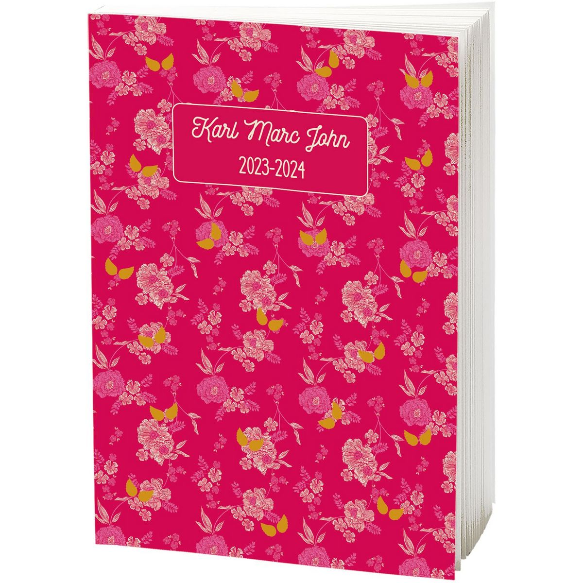 KARL MARC JOHN Agenda scolaire journalier 12x17 cm rose à fleurs 2023-2024