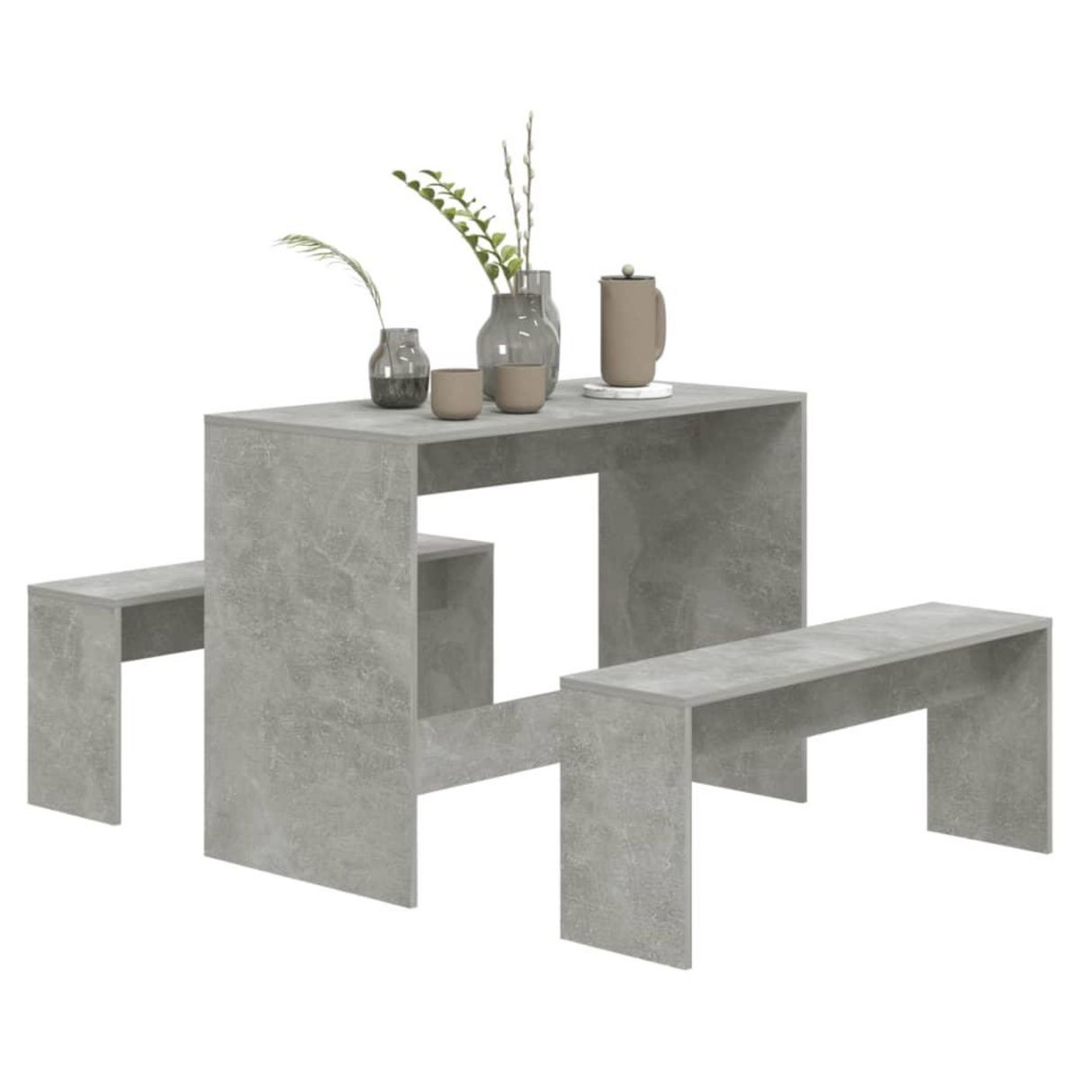 VIDAXL Ensemble a manger 3 pcs Gris beton Bois d'ingenierie