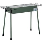 OUTSUNNY Barbecue à charbon portable - 2 grilles, 2 paniers latéraux - dim. 77L x 30l x 70H cm - acier émaillé vert
