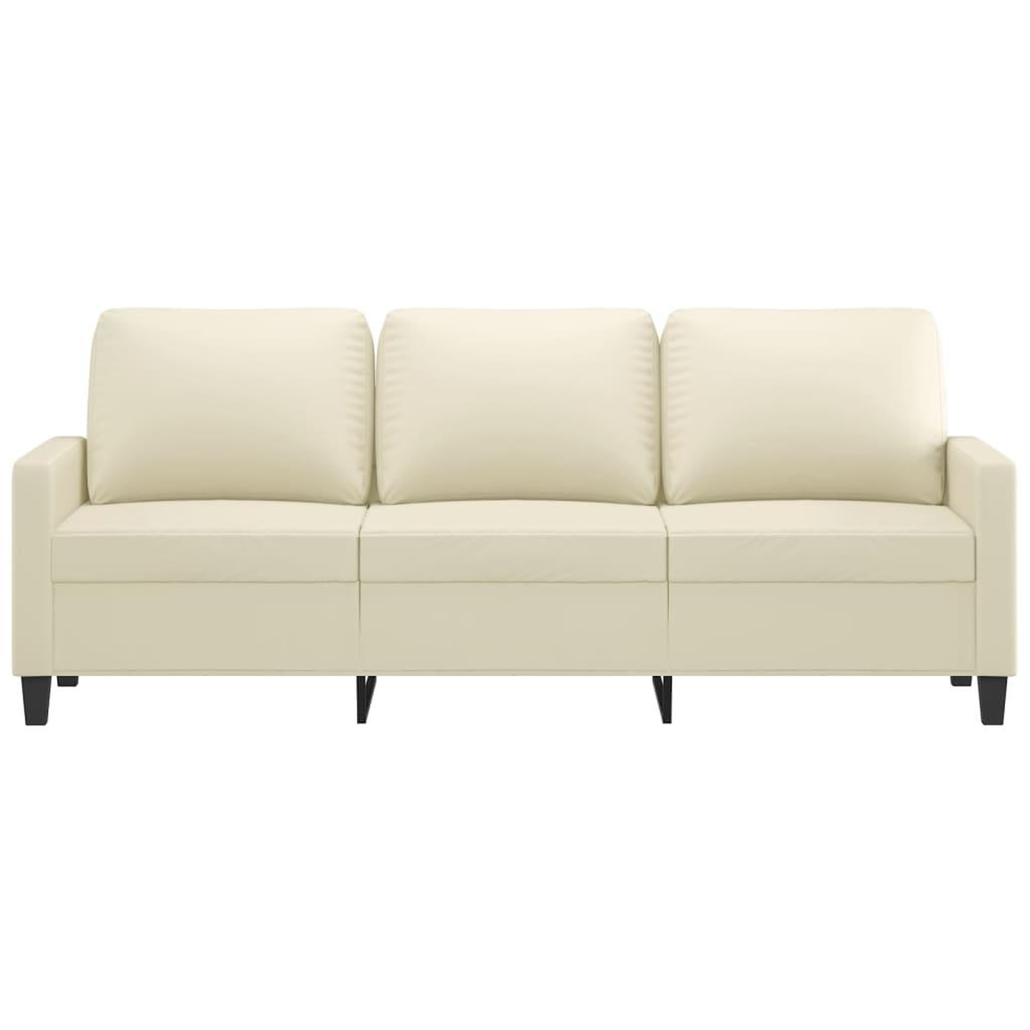 Voir la diapositive 3 : VIDAXL Canape a 3 places Creme 180 cm Similicuir