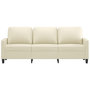 Voir la diapositive 3 : VIDAXL Canape a 3 places Creme 180 cm Similicuir
