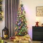 Voir la diapositive 2 : HOMCOM Sapin de Noël artificiel LED x 350 blanc chaud ou multicolore 9 modes H.210 cm 1273 branches support vert