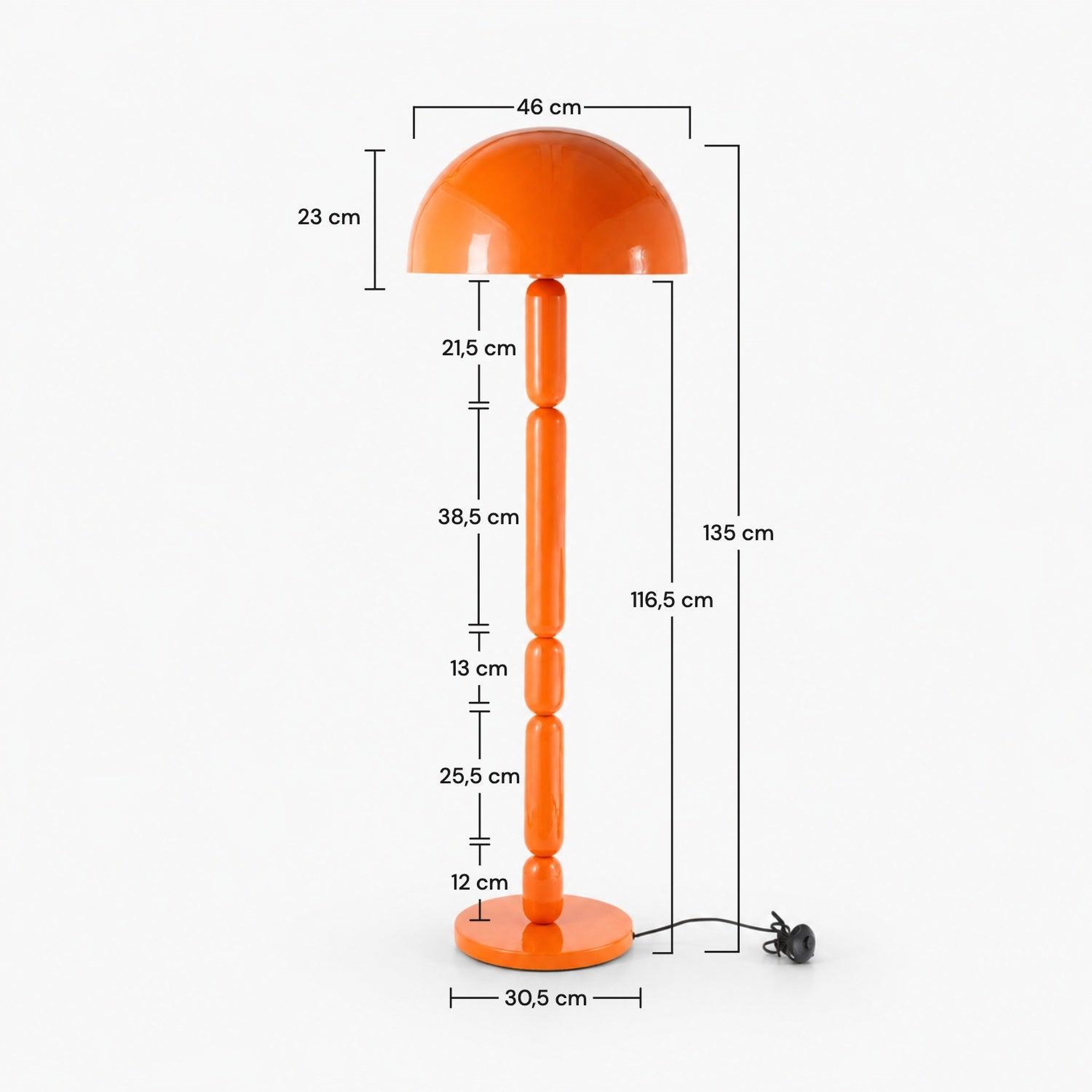 Voir la diapositive 4 : MAISON PAVANE Lampadaire en bois et métal orange-romy